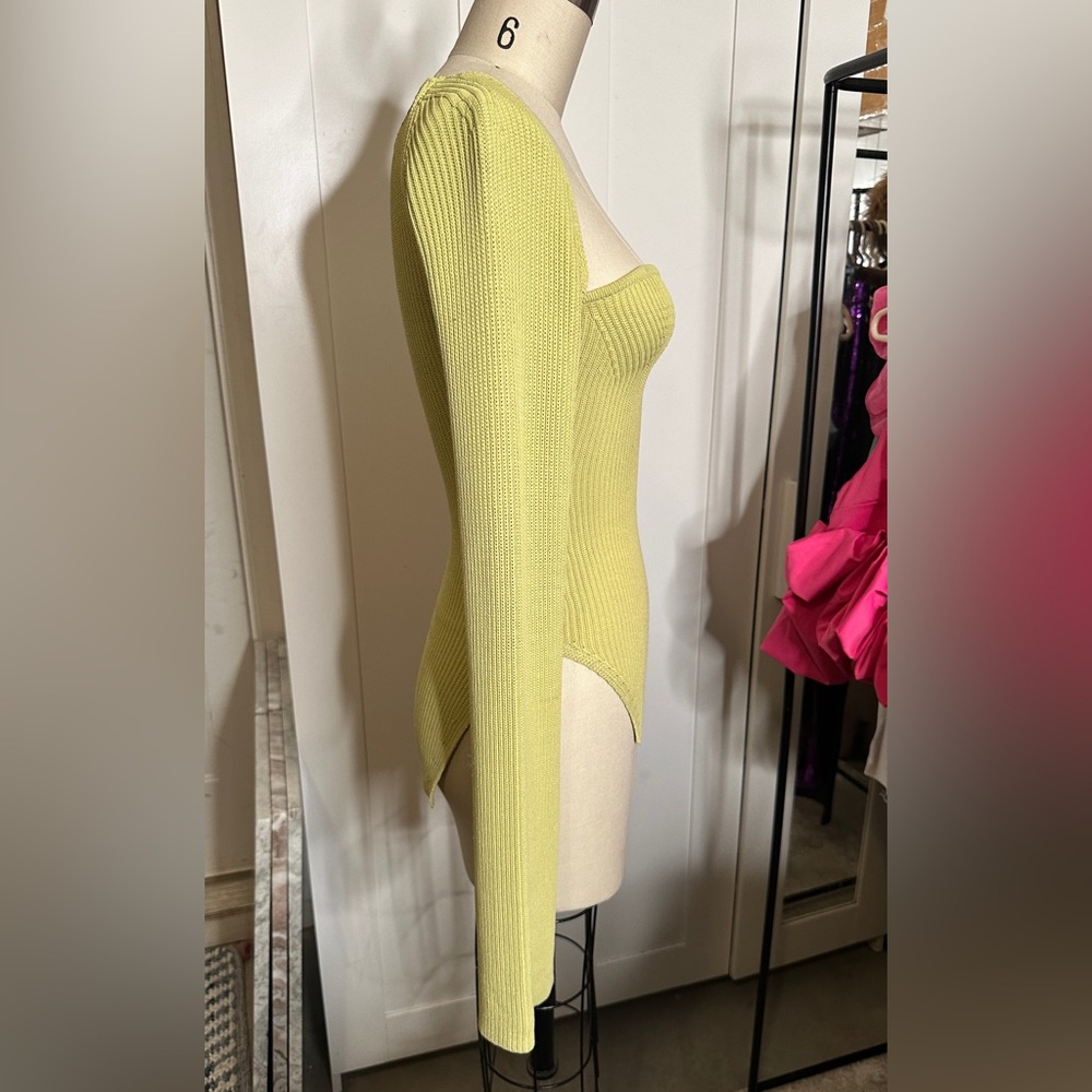 Yellow Ribbed Off-Shoulder Top - Picture 4 of 4